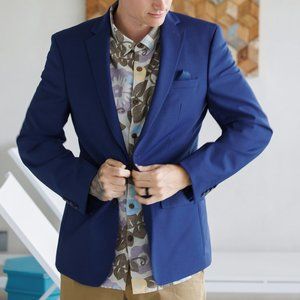 MACY’s Slim Fit Solid Navy/Royal Blue Blazer, Bar III for Macy's - US 42L